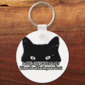 猫好きや子猫の飼い主の不機嫌な猫ミーム キーホルダー (正面)