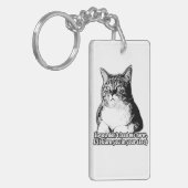猫好きや飼い主の不機嫌な猫ミーム キーホルダー (正面左)
