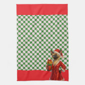 猫好きをテーマにした野球クリスマス キッチンタオル (縦)