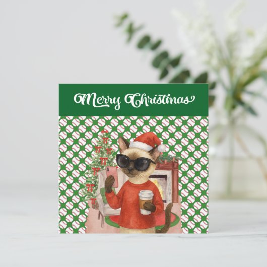 猫好きをテーマにした野球クリスマス シーズンカード (スタンド正面)