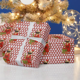 猫好きをテーマにした野球クリスマス ラッピングペーパー