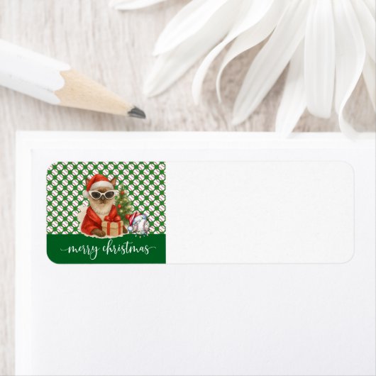 猫好きをテーマにした野球クリスマス ラベル (インサイチュ)