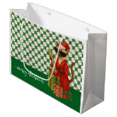 猫好きをテーマにした野球クリスマス ラージペーパーバッグ (正面アングル)
