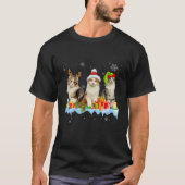 猫好きアおもしろいメリカンカールツリークリスマスライト Tシャツ (正面)