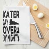 猫好きアイススケーター キッチンタオル (四つ折り)