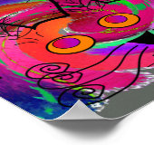 猫好きアートのポスター – -抽象芸術油絵猫 ポスター (角)