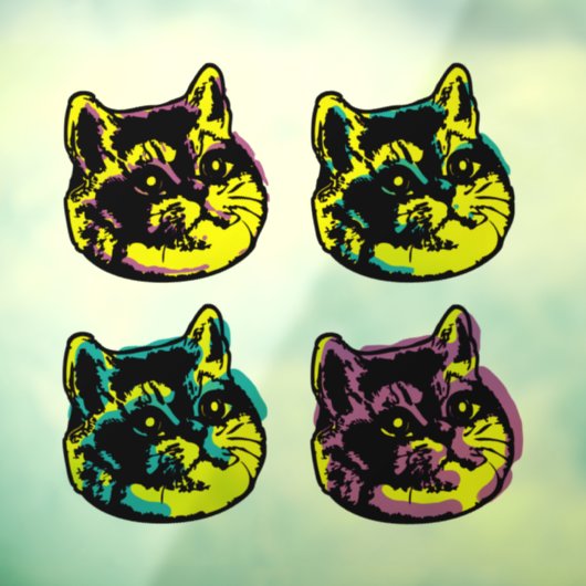 猫好きウィンドウデカールアポップ・アートのート ウィンドウサイン (シート3)