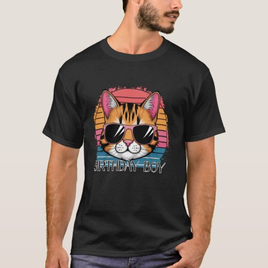 猫好きオレンジ�ータビーサンセットサングラス Tシャツ (正面)