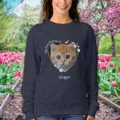 猫好きカスタムかわいいペット写真ハート スウェットシャツ