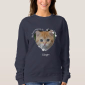 猫好きカスタムかわいいペット写真ハート スウェットシャツ (正面)
