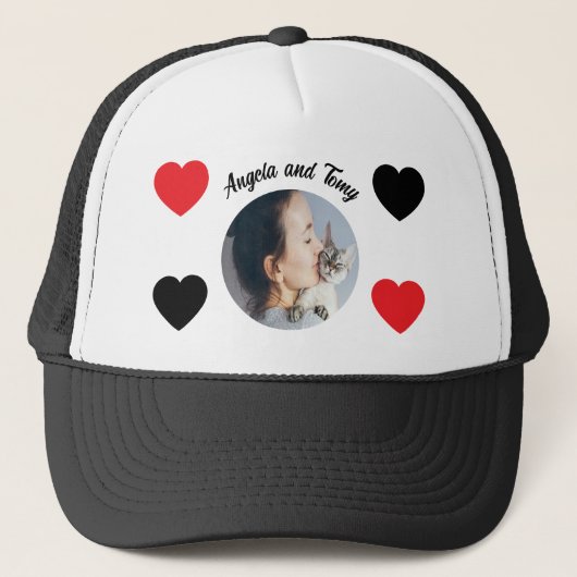 猫好きカスタムトラック帽 – 写パーソナライズされた真 キャップ (正面)