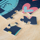 猫好きカラフル:ヴィンテージシームレス ジグソーパズル (側面)