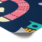 猫好きカラフル:ヴィンテージシームレス ポスター (角)