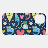 猫好きカラフル:ヴィンテージシームレス Case-Mate iPhoneケース (裏面 (横))