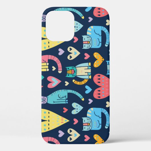猫好きカラフル:ヴィンテージシームレス Case-Mate iPhoneケース (裏面)