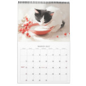 猫好きカレンダー – かわいい白黒の子猫 カレンダー (3月 2027)