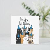 猫好きカード - 猫パーティー誕生日カード (スタンド正面)