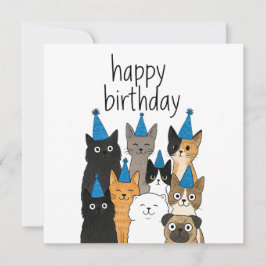 猫好きカード - 猫パーティー誕生日カード