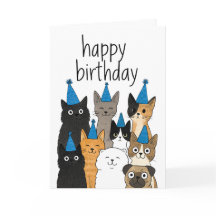 猫好きカード - 猫パーティー誕生日カード