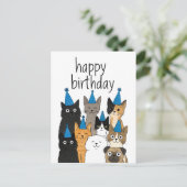 猫好きカード - 猫パーティー誕生日カード ポストカード (スタンド正面)