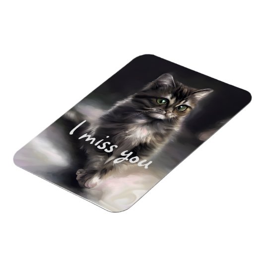 猫好きギフトグレイ猫恋しく思君 マグネット (左側)