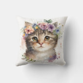 猫好きギフト – 水彩キャット（花つき） クッション (裏面)