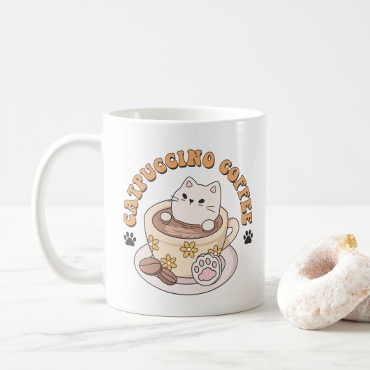 猫好きギフト、Catpuccinoコーヒーおもしろい引用文 コーヒーマグカップ (ドーナツ)