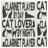 猫好きクラリネットプレーヤー ファブリック (クローズアップ)