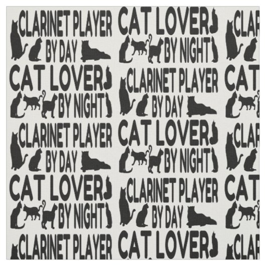 猫好きクラリネットプレーヤー ファブリック (見本)