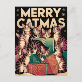 猫好きクリスマスおもしろいヴィンテージ ポストカード