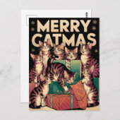 猫好きクリスマスおもしろいヴィンテージ ポストカード (正面/裏面)