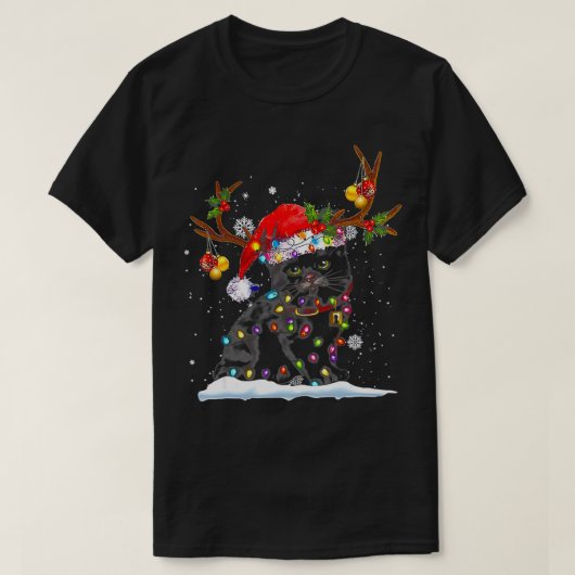 猫好きクリスマスツリークリスマスライトライトキャット愛F Tシャツ (デザイン正面)
