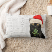 猫好きクリスマスブラックボンベイサンタ子猫 ランバークッション (ブランケット)