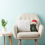 猫好きクリスマスブラックボンベイサンタ子猫 ランバークッション (椅子)