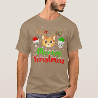 猫好きクリスマスライツトインデアサンタミオウィキャットシャール Tシャツ