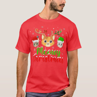 猫好きクリスマスライツトインデアサンタミオウィキャットシャール Tシャツ