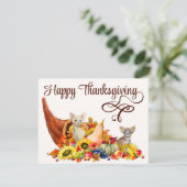 猫好きコルヌコピアサンクスギビングホリデーシーズン カード (スタンド正面)