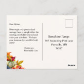 猫好きコルヌコピアサンクスギビングホリデーシーズン ポストカード (裏面)