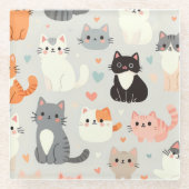 猫好きコースター – おもしろいテーブルデコール ガラスコースター (正面)