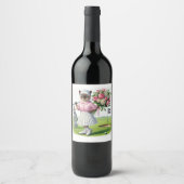 猫好きゴルファーのゴルフ誕生日パーティー ワインラベル (正面)