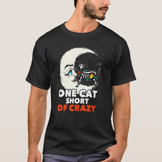 猫好きサトウキビドクロ月メキシコチカーノネコ Tシャツ (正面)