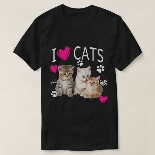 猫好きシャツ猫好き子猫が好き Tシャツ (デザイン正面)
