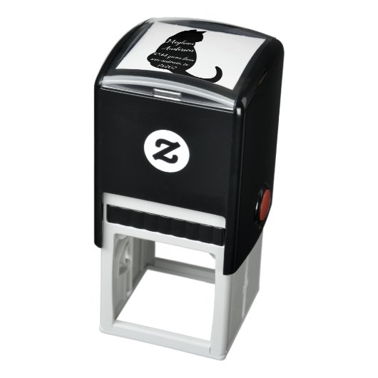 猫好きシンプルブラックキャット差出人住所スタンプ セルフインキングスタンプ (商品)