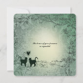 猫好きスクエア華美グリーンヴィンテージウェディング 招待状 (裏面)