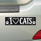 猫好きステッカー 黒と白 バンパーステッカー (車上)
