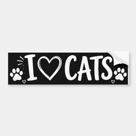 猫好きステッカー 黒と白 バンパーステッカー (正面)