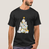 猫好きスメリーキャットクリスマスツリーホリデイ Tシャツ (正面)