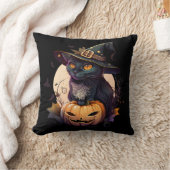 猫好きズブラックキャット&不気味パンプキンブラック クッション (ブランケット)