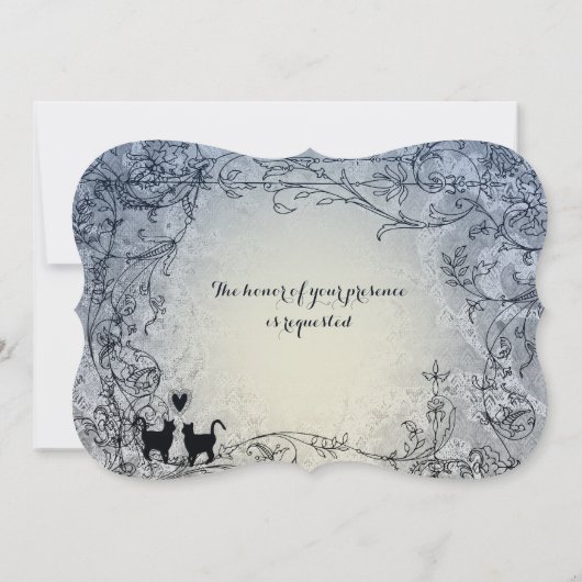 猫好きズブルービンテーファンシージウエディング招待状 招待状 (裏面)