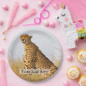 猫好きチーターパーソナライズされた写真 ペーパープレート (パーティー)